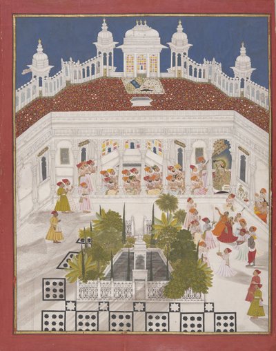 Maharana Ari Singh palvomassa palatsissaan, 1765 tekijältä Unbekannt