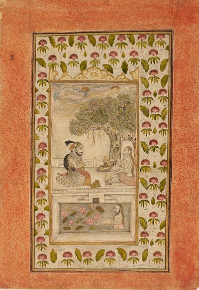Maharana Sangram Singhi vierailee joogin luona, 1710-1715 tekijältä Unbekannt