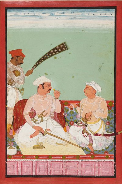 Maharao Ratan Singh hovimiesten kanssa, 1670 tekijältä Unbekannt