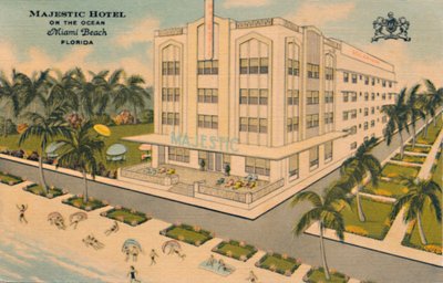Majestic hotelli meren rannalla. Miami Beach, Florida, 1940-luku tekijältä Unbekannt