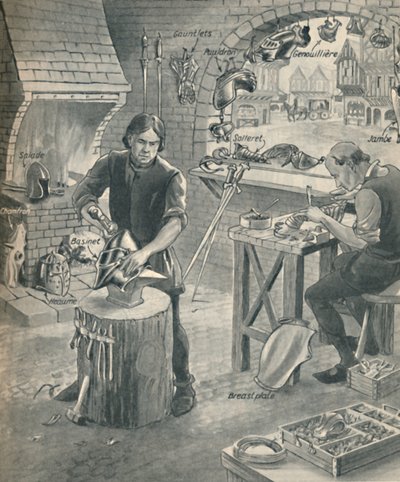 Panssarin tekeminen vanhan ajan ritareille, c1934 tekijältä Unbekannt