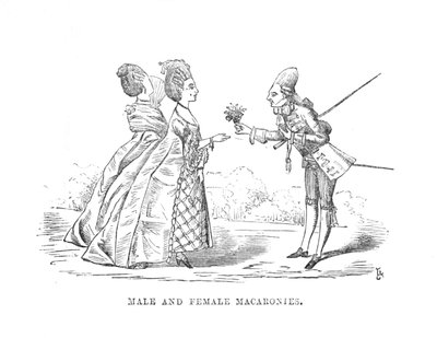 Miesten ja naisten makaroniat, n. 1870 tekijältä Unbekannt