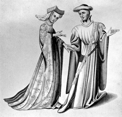 Miesten ja naisten mekko, 1300-luvun loppu - 1400-luvun alku, 1910 tekijältä Unbekannt
