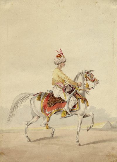 Mameluk hevosen selässä, noin 1825 tekijältä Unbekannt