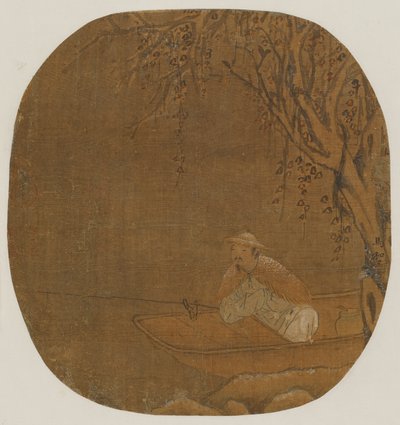 Mies kalastamassa veneestä puun alla, mahdollisesti Ming-dynastia, 1368-1644. tekijältä Unbekannt