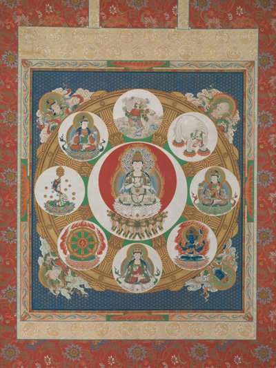 Yksitavuisen kultaisen pyörän mandala, 1700-luku. tekijältä Unbekannt