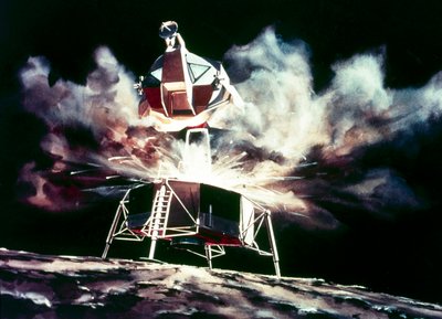 Miehitetty avaruuslento, USA, Apollo, General Artistin vaikutelma Kuusta räjähtäneestä Kuumoduulista tekijältä Unbekannt