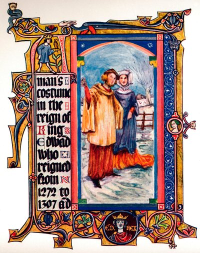 Miesten puku kuningas Edward I:n valtakaudella, 1909 tekijältä Unbekannt