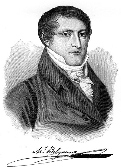 Manuel Belgrano, 1800-luvun argentiinalainen taloustieteilijä, lakimies, poliitikko ja sotilasjohtaja, 1901 tekijältä Unbekannt