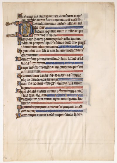 Kuninkaallisen psalterin käsikirjoituslehti 1200-luvulta. tekijältä Unbekannt