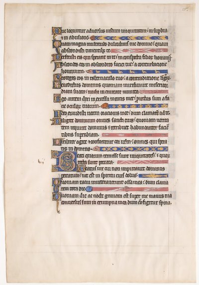 Kuninkaallisen psalterin käsikirjoituslehti 1200-luvulta. tekijältä Unbekannt