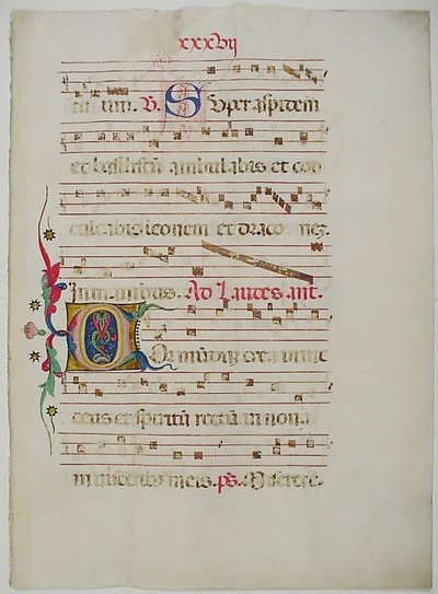 Käsikirjoituksen lehti alkukirjaimella C, antifonaariosta, italialainen, 1400-luku. tekijältä Unbekannt
