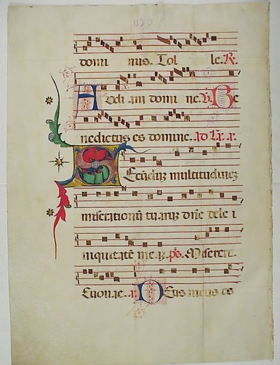Käsikirjoituslehti S-kirjaimella, antifonaarista, italialainen, 1400-luku. tekijältä Unbekannt