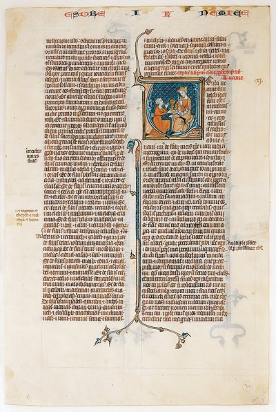 Käsikirjoituslehti Nehemian kirjan avauksella, Raamatusta, n. 1280-1300. tekijältä Unbekannt
