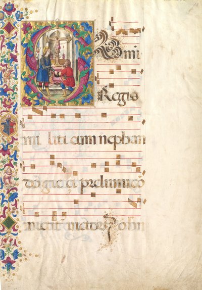 Käsikirjoituslehti Saint John Gualbertin kirjaimella S, antifonaariosta, 1500-luvun alku. tekijältä Unbekannt