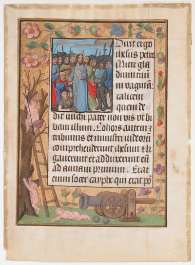 Käsikirjoitus Leaf with the Betrayal, Tuntien kirjasta, n. 1500. tekijältä Unbekannt