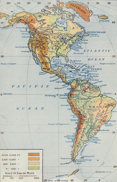 Kartta - Amerikan manner, 1916 tekijältä Unbekannt