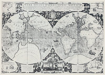 Kartta, jossa näkyy Drakesin kiertomatka 1577-1580, 1923. tekijältä Unbekannt