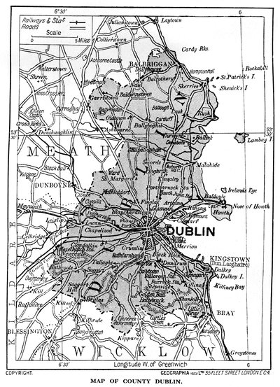 Dublinin piirikunnan kartta, Irlanti, 1924-1926 tekijältä Unbekannt