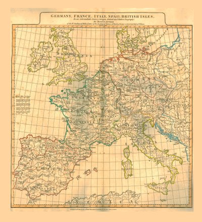 Euroopan kartta, 1821. tekijältä Unbekannt