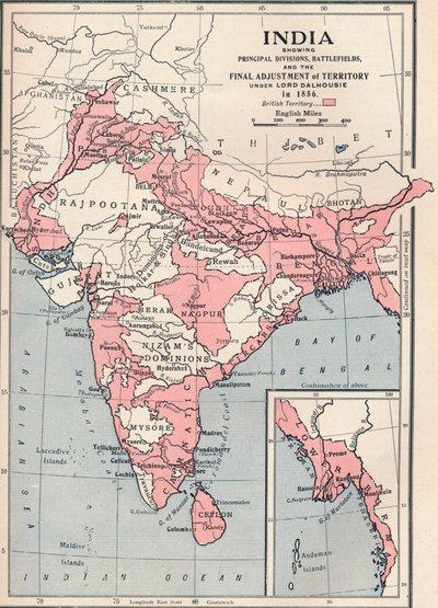 Intian kartta 1856 1906. tekijältä Unbekannt