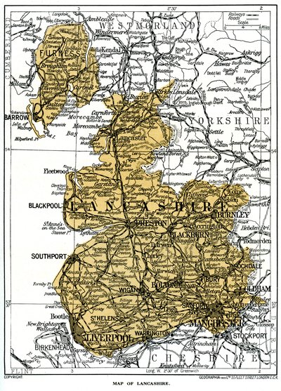 Lancashiren kartta, 1924-1926 tekijältä Unbekannt