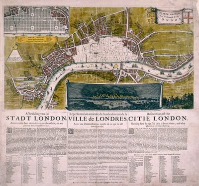 Lontoon kartta, 1666 tekijältä Unbekannt