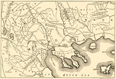 Makedonian ja lähipiirien kartta, 1890. tekijältä Unbekannt