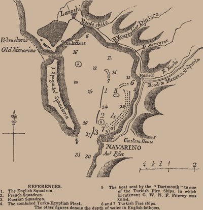 Navarinon lahden kartta, 1800-luvun ensimmäinen neljännes. tekijältä Unbekannt