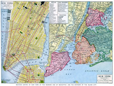 New York Cityn kartta, USA, 1930-luku tekijältä Unbekannt