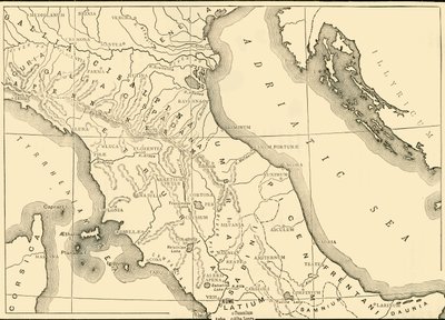 Pohjois- ja Keski-Italian kartta, 1890. tekijältä Unbekannt