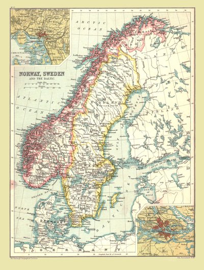 Norjan ja Ruotsin kartta, 1902. tekijältä Unbekannt