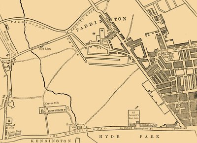 Paddingtonin kartta vuodelta 1815, 1876. tekijältä Unbekannt