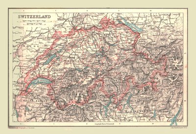 Sveitsin kartta, 1902. tekijältä Unbekannt