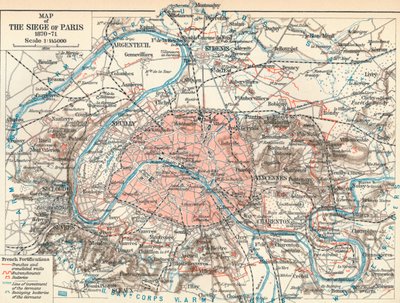 Kartta Pariisin piirityksestä, 1870-71, 1907 tekijältä Unbekannt