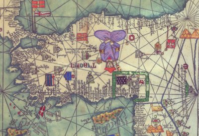 Itä-Euroopan kartta, näkymä etelästä. Katalonian Atlas-kopio tekijältä Unbekannt