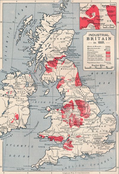 Teollisen Britannian kartta vuosina 1881, 1906 tekijältä Unbekannt