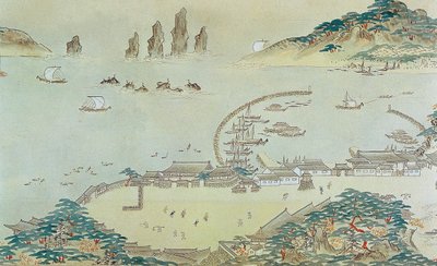 Kartta Choryang Waegwanista ja sen ympäristöstä Busanissa Joseonin aikana..., 1800-luku. tekijältä Unbekannt