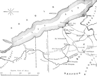 Egyptin ja Soudanin välisen maan kartta, c1881-85 tekijältä Unbekannt