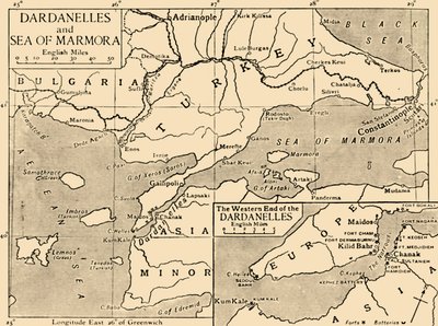 Dardanellien ja Marmaranmeren kartta, c1914, 1920. tekijältä Unbekannt