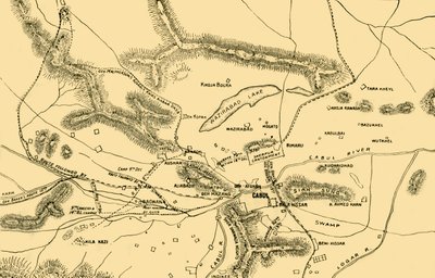 Kartta taisteluista Chardehin laaksossa, 1901. tekijältä Unbekannt