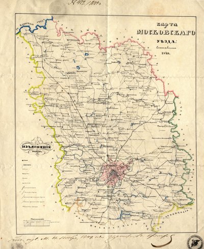 Moskovan kuvernöörin kartta, 1849 tekijältä Unbekannt