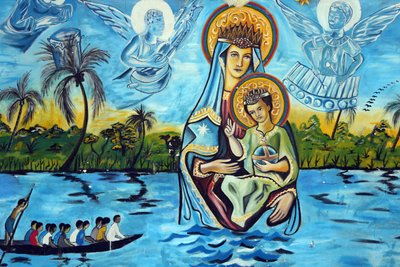 Marian pyhäkkö, Togo-järven Neitsyt Maria. Togo-järven Neitsyt Maria. Seinämaalaus. Mennä tekijältä Unbekannt