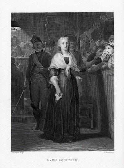 Marie Antoinette lähtee vuosikongressista tuomion jälkeen, 1882 tekijältä Unbekannt