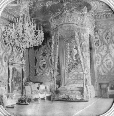 Marie Antoinetten makuuhuone, Fontainebleaun palatsi, Ranska, 1800-luvun loppu tai 1900-luvun alku tekijältä Unbekannt