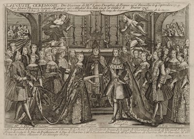 Louisin, ranskalaisen Dauphinin avioliitto espanjalaisen Marie Thérèse Raphaëllen kanssa vuonna 1745 Versailles