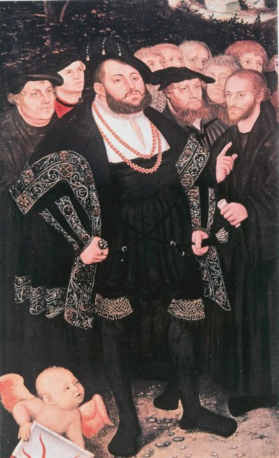 Martti Luther uskonpuhdistajien kanssa, n. 1530 tekijältä Unbekannt
