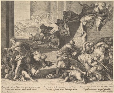 Massacre of the Innocents, pienennetty ja käännetty kopio Aegidius Sadelerin mukaan, 16001629. tekijältä Unbekannt