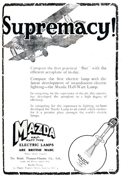 Mazda puoliwattisten sähkölamppujen mainos, 1919 tekijältä Unbekannt
