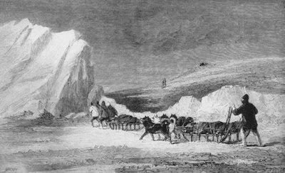 McLintocks Search Party löysi yhden Franklinin Cairnsista Cape Herschelistä, n. 1859, 1928 tekijältä Unbekannt